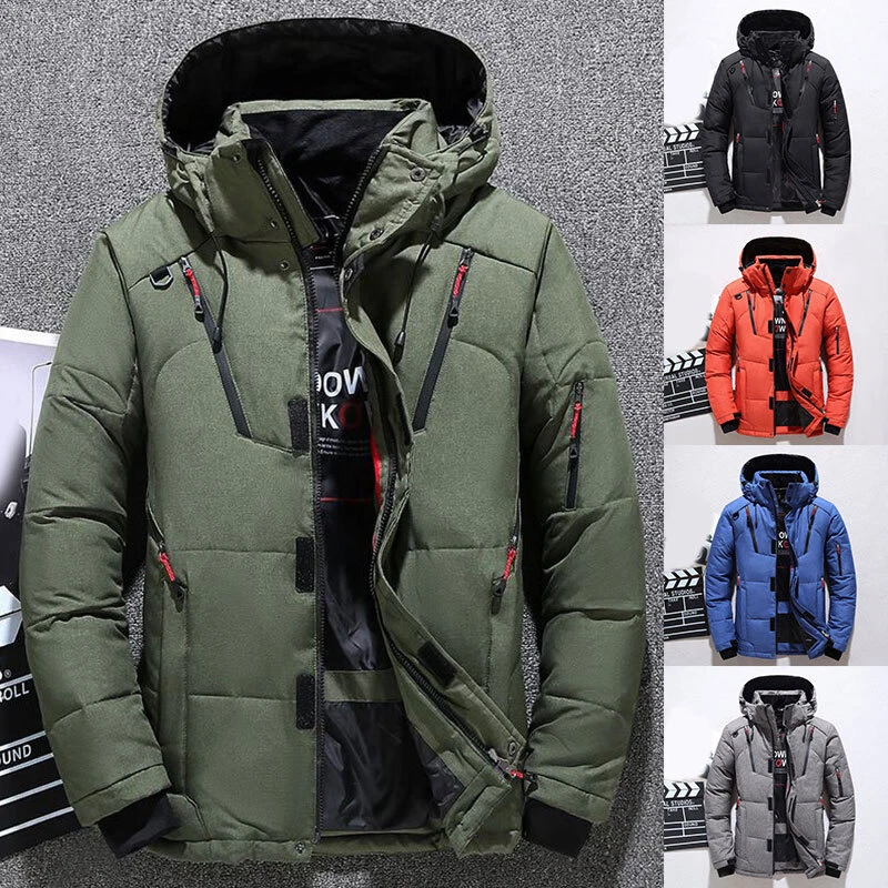 M-4XL Man's Overcoat Hooded Coat Duck Down Jacket Parka Solid Detachable Hoods