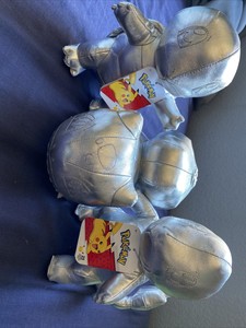 Pokemon Lot of Silver Charmander Bulbasaur & Squirtle Plush 25 Year Anniversary | eBay