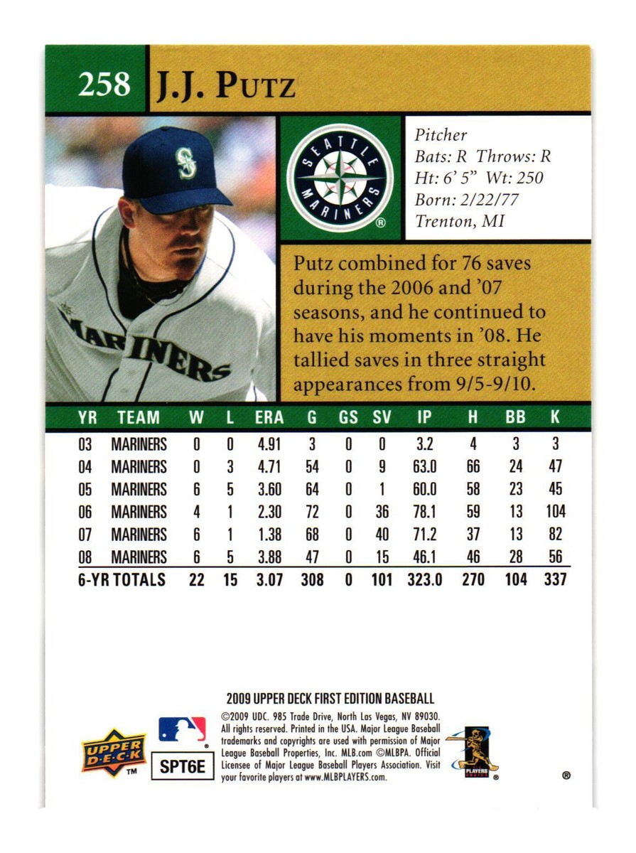 2009 Upper Deck #334 J.J. Putz Seattle Mariners | eBay