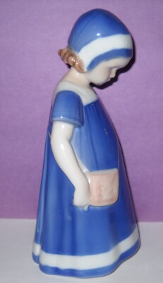 青いドレスの少女　#1574　No.6　★B＆G（ロイヤルコペン）　デンマーク Vintage Bing & Grondahl ELSE Girl in Blue Dress Made in Denmark