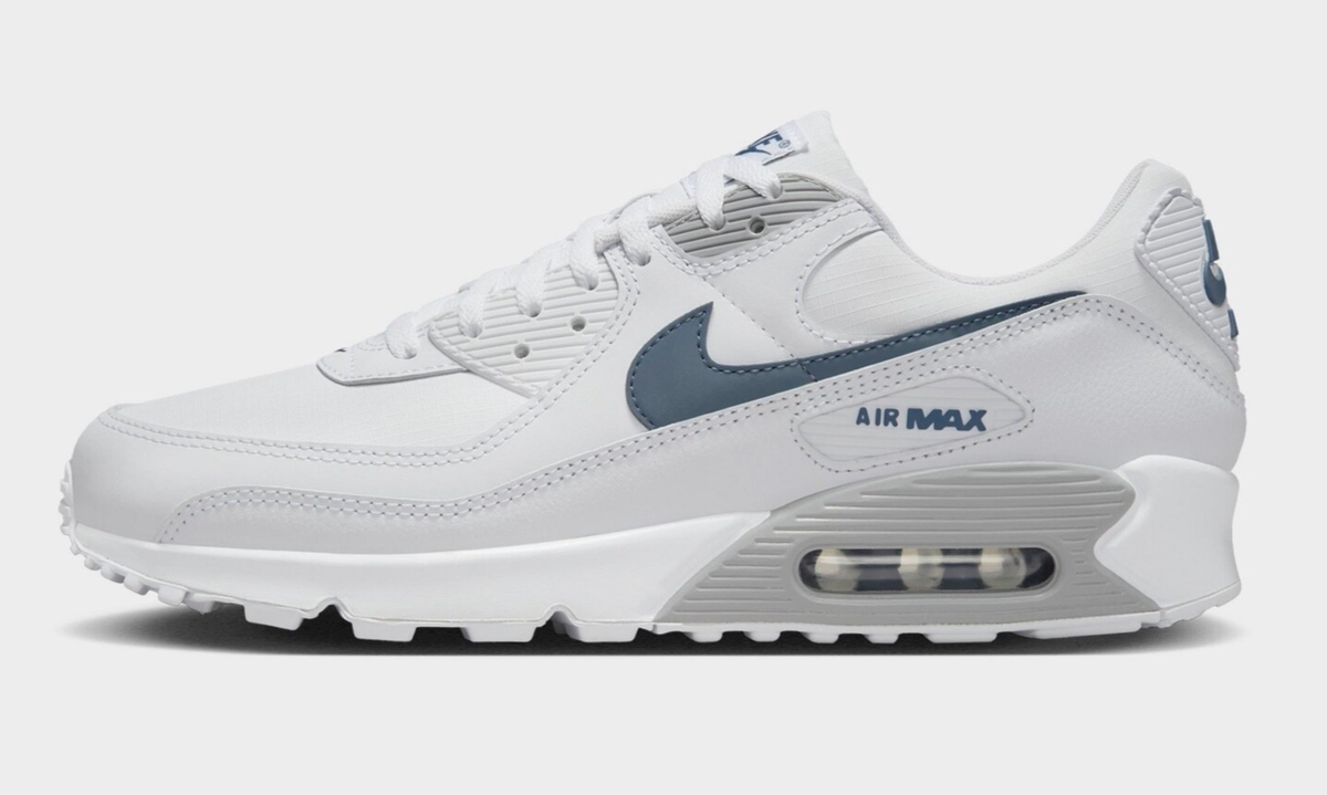 New NIKE Air Max 90 REFLECTIVE Men's Athletic Sneakers WHITE GREY BLUE all  sizes
