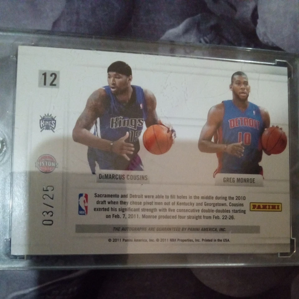 Demarcus Cousins/Greg Monroe Season Update 2010/11 Rookie RC Auto Autograph #/25 - Image 2 of 3