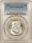 1949 FRANKLIN HALF DOLLAR - PCGS MS-65 FBL, PRETTY GEM!