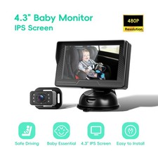 4.3"Car Night Vision Camera Headrest Baby Monitor Wide-Angle Lens IPS Screen