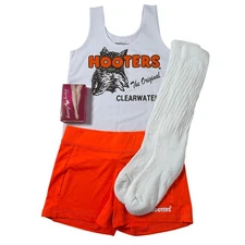 New Hooters Uniform Tank Shorts Scrunchie Socks And Pantyhose Size Medium