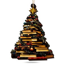 Christmas Book Lovers Gifts for Women Men - Wooden Christmas Ornaments 2025 f...