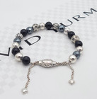 David Yurman Black Onyx Hematite Elements Bead Bracelet in 925 Sterling Silver