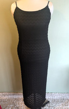 In The Style Black Bodycon Dress Size 14 Zig Zag Pattern Lace Adjustable Straps