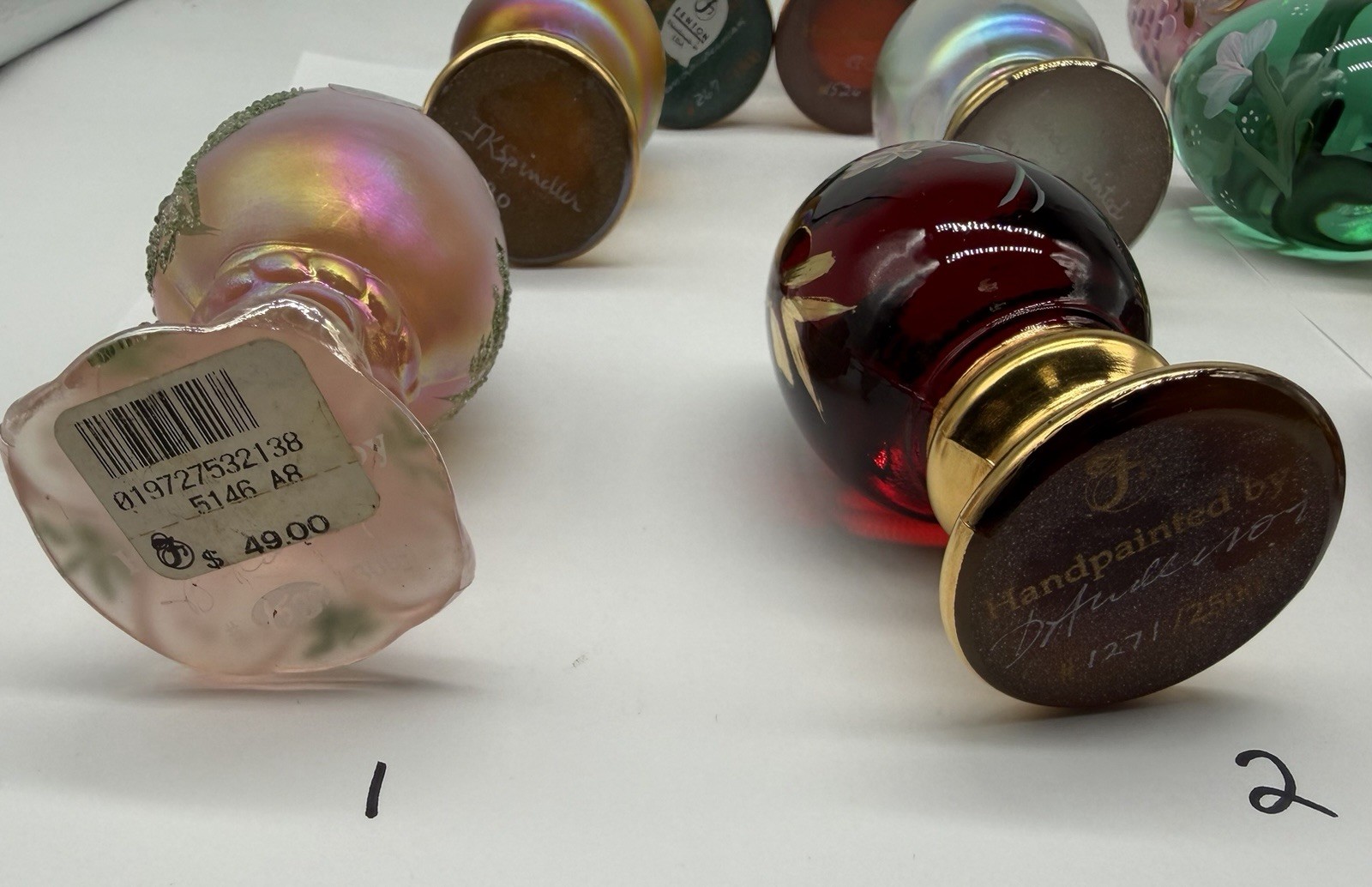 9 Left (multiple Choice) Fenton Limited Edition Hand Painted Eggs On A Pedestal