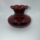 Vintage Anchor Hocking Royal Ruby Red Glass Vase Ruffled Crimped 3.25”