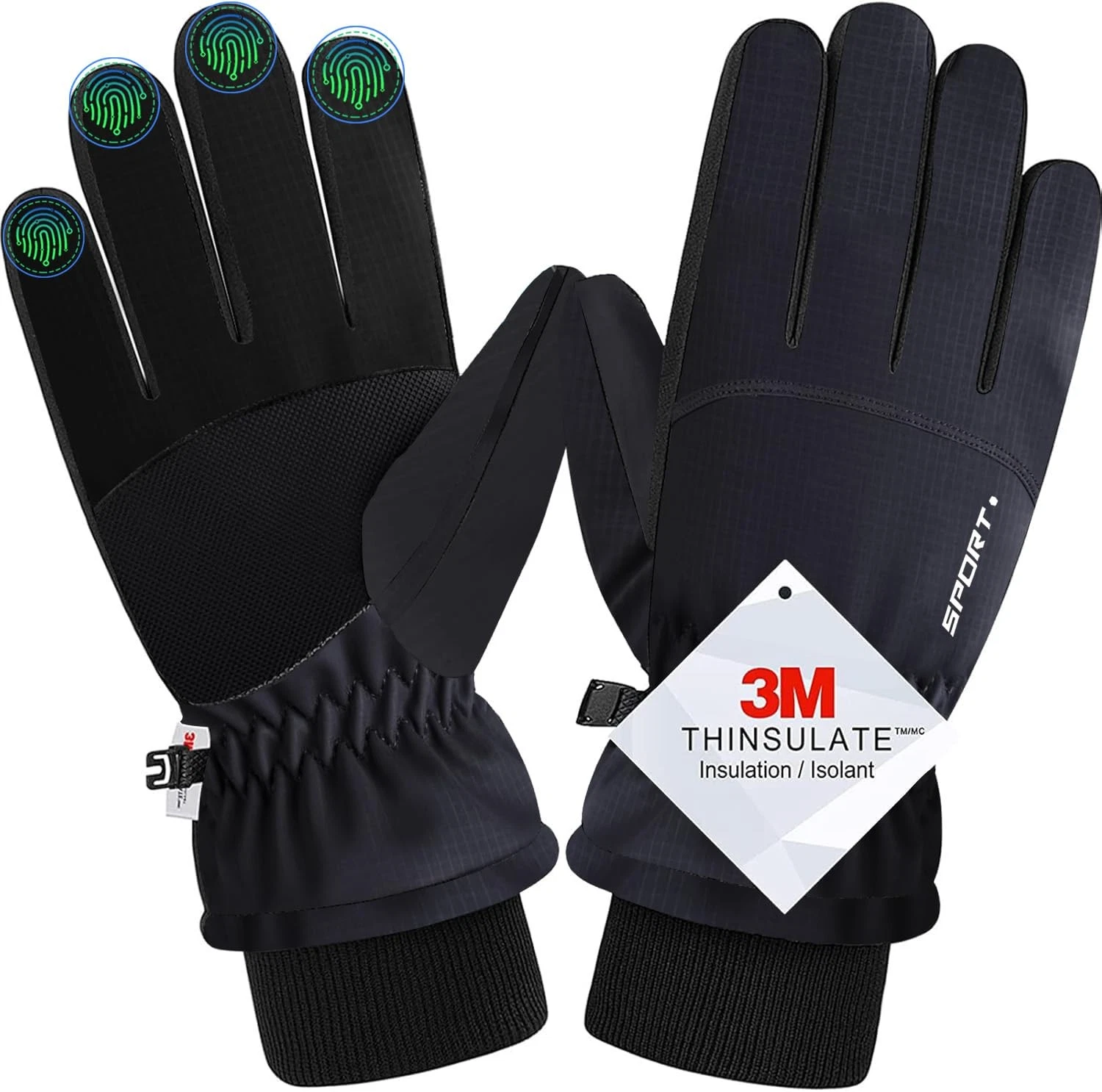 Winter Gloves for Men and Women, Thermal Touchscreen Warm Gloves with Windpro...