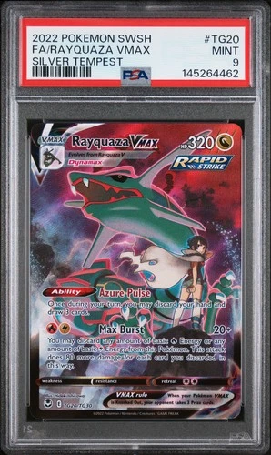 2022 POKEMON SWORD & SHIELD SILVER TEMPEST #TG20 FULL ART/RAYQUAZA VMAX PSA 9