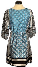 LOFT Womens Medallion Blouson ﻿3/4 Sleeve Mosaic Boho Chic Casual Dress|SZ:XXSP
