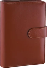 A6 Binder 6 Ring Refillable Notebook Budget Planner for A6 Filler Paper, PU Leat