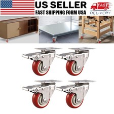 Red 5 Inch 4 Piece Heavy Duty Caster Set Wheels Swivel Brake Fits For All