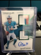 2025 Panini Immaculate Quinn Ewers Signature Patches /25 Dual Patch Auto Green