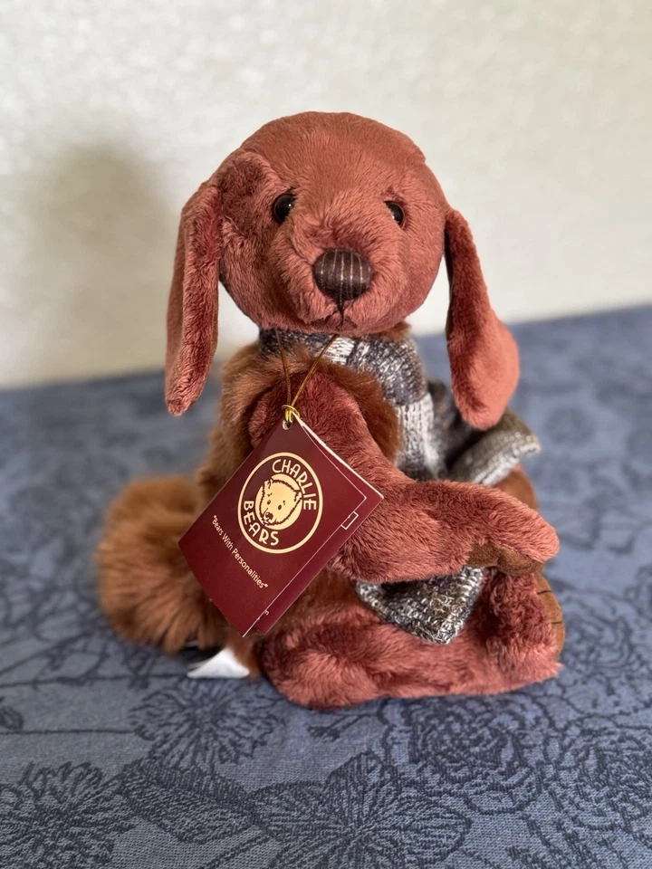 Peluche Charlie Bears Duffle Puppy Dog - Retirado 12"" - Nuevo con etiquetas (NUEVO CON ETIQUETAS) - Raro Foto 3 de 4