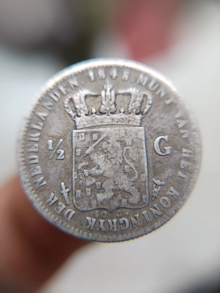 🇳🇱Netherlands  indies ½ Gulden - Willem II 1848.Silver coin. E232 - Image 2 of 4