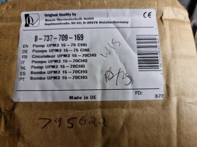 ** NEU WORCESTER PUMPE 8737709169 UPM3 15-75 CHG ** KOSTENLOSE 24-STUNDEN-LIEFERUNG 