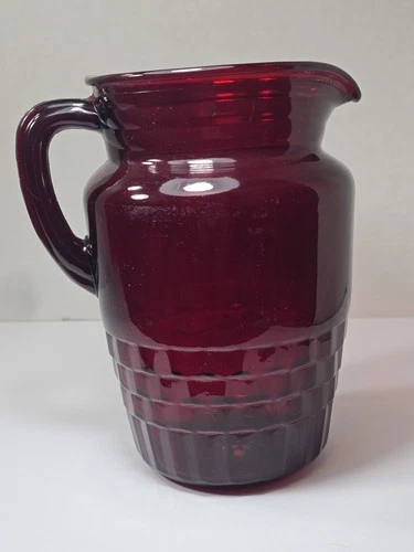 Vintage Anchor Hocking Royal Windsor Ruby Red Glass Pitcher 2½ qt