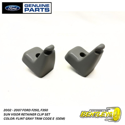 2002 - 2007 FORD F250 F350 SUPER DUTY SUN VISOR RETAINER CLIP MOUNT SET GRAY OEM