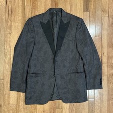 Men s Canali Glen Check Floral Print Peak Lapel Tuxedo Jacket Size IT 50 40R