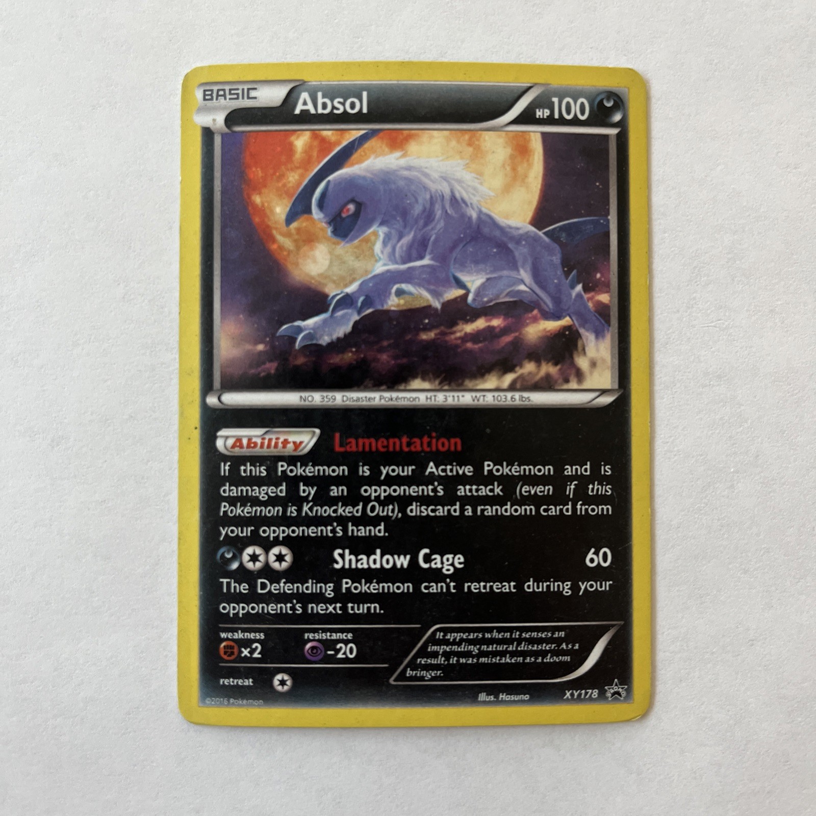 Pokémon Absol XY178 Promo Holo Basic XY 100 HP Shadow Cage Lamentation Card