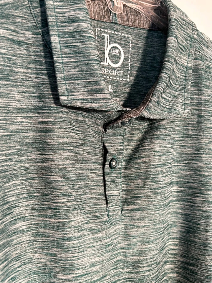 CAMISA POLO HOMBRE GRANDE VERDE CENIZA MANGA CORTA POLIÉSTER Foto 2 de 4