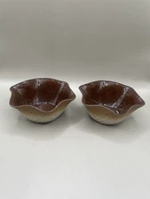 VTG Bormioli Rocco Italy Molded Glass Waffle Cone Gelato Ice Cream Bowl Set Of 2