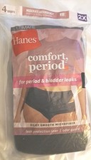 Hanes Comfort Women's 4-Pack Moderate Absorbency Period Brief Sz 2XL NEW In Pkg