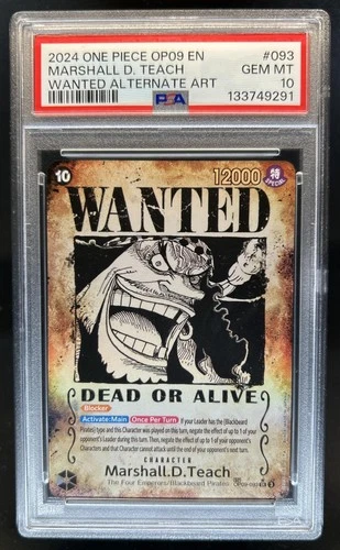 2024 One Piece OP09 EN Marshall D. Teach Wanted Alternate Art #093 PSA 10