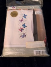 Tobin Butterflies Stamped Embroidery One Standard Set Of Pillowcases Free Ship