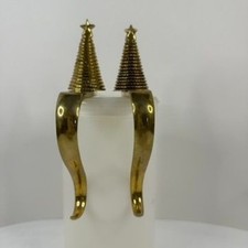 Set of 2 Jefferson Brass Cone Christmas Tree Stocking Hangers Holders
