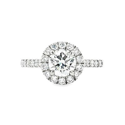 PT950 Platin Lab gezüchteter runder Diamant Halo Größe 8,5 # Verlobungsring XQ0080