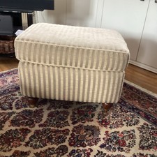 Rectangular Footstool Antique Regency Striped Velour Olive Green 60x50cm