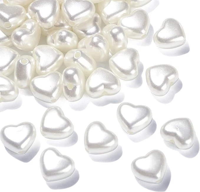 200stk Wachsperlen 9x7mm Zuchtperle Herz Acryl Kunstperlen Schmuck Weiß R393 - Bild 4 von 4