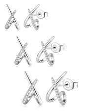 3Pairs 14K Gold Plated Earrings for Women Trendy - Hypoallergenic Stud Earrings