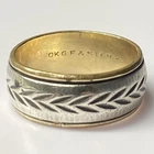 Vintage 10K GF Goldfilled Sterling Silver Etched Wedding Cigar Band Ring Sz 6.75