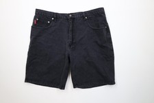 Vtg 90s Streetwear Mens 38 Faded Baggy Fit Above Knee Denim Jean Shorts Black