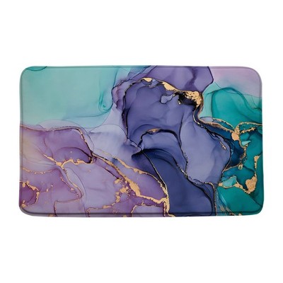 Sunhe Purple Pink Turquoise Marble Bath Mat Abstract Modern Texture Gold Stri...