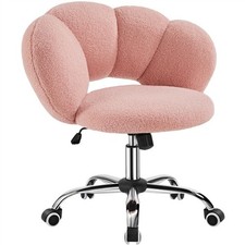 Boucle Desk Chair Cloud-shaped Vanity Chair Adjustable Swivel Home Office Chair