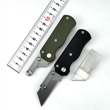 Utility Knife, Folding Pocket Knife, G10 Handle Razor Knife, EDC Box Cutter w...