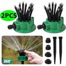 2x 360° Automatic Garden Lawn Sprinkler Set Multi-Head Rotating Irrigation Tool