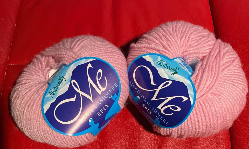 2 50g Knäuel NATURALLY ME 80% Wolle, 20% Kaschmir Garn - Farbton 807 rosa