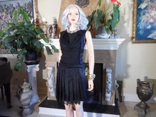 Dolce & Gabbana Black Silk Pleated Lace Hem Cocktail Dress Size IT 40- US 4