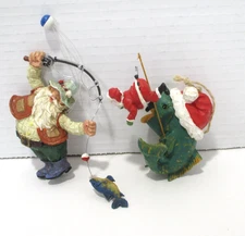 Primitive Fishing Theme Christmas Ornaments Resin 3.5" X 2