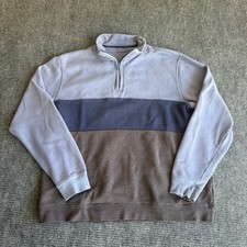 Croft Barrow Mens Quarter Zip Pullover Sweater Medium Blue Brown Colorblock