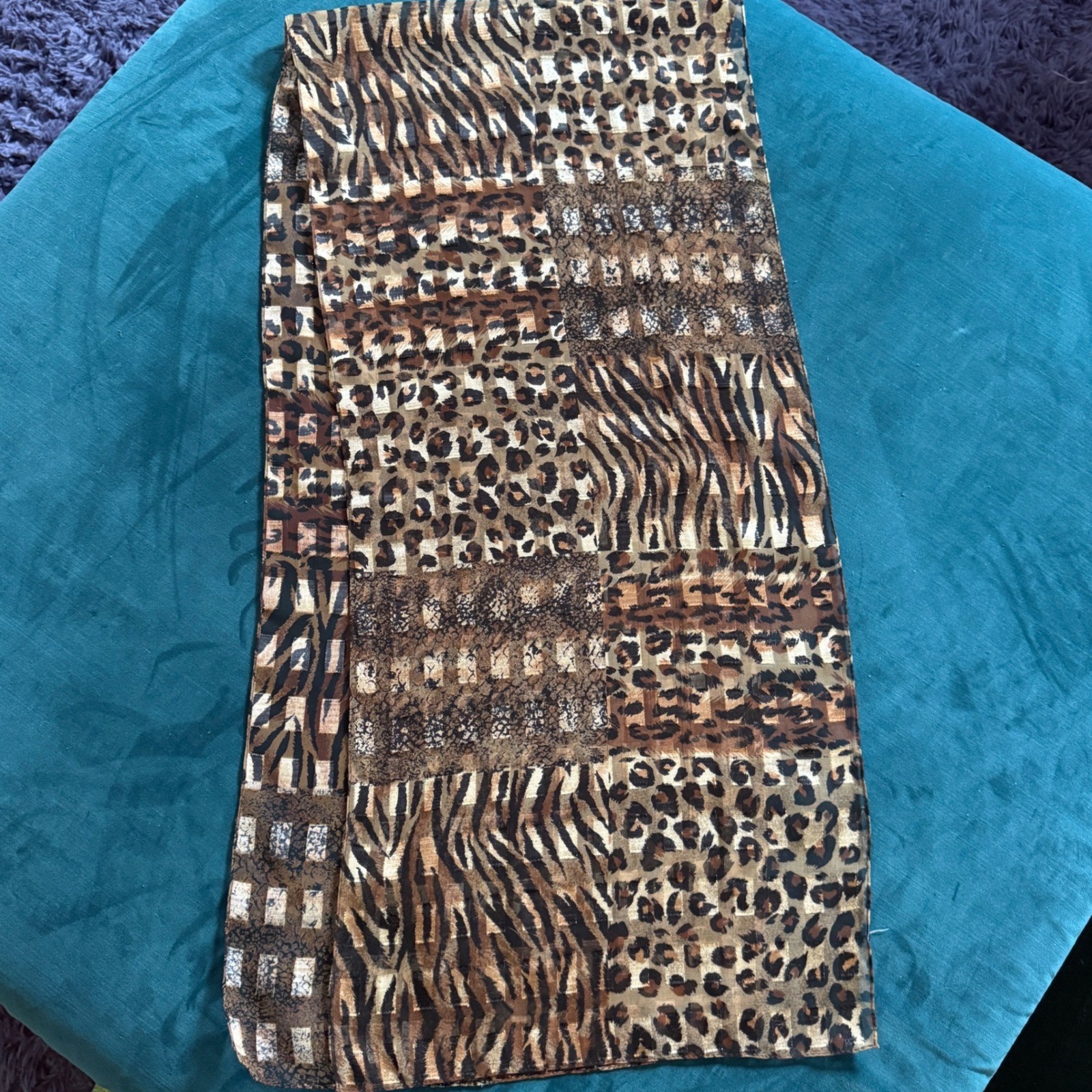 Animal Print Scarf Bundle 2 Pc Patchwork & Leopar… - image 2