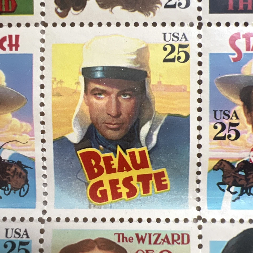 1990 Stamps 25 cent Classic Films Full Sheet of 40 Wizard of Oz etc - Image 4 of 4