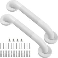 Shower Grab Bar, 2 Pack 12 Inch White Bathroom Grab Bar, 1.25" Diameter 304 Stai